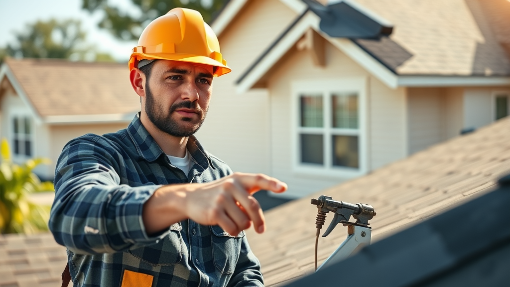 Professional roofing contractors inspecting a Houston home – roofing service quality inspection in Houston