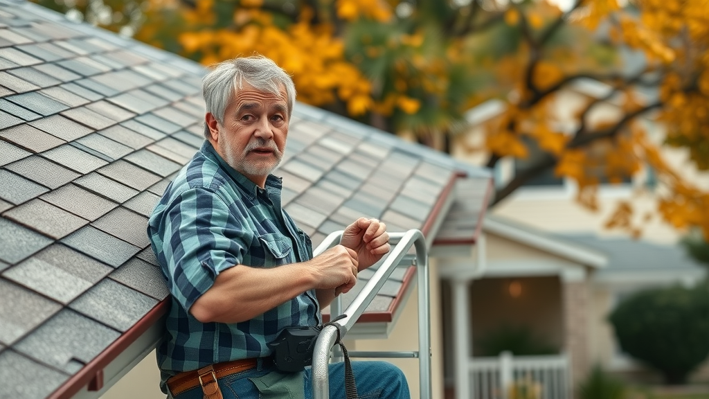 Houston homeowner inspecting roof and gutters – routine roof maintenance in Houston