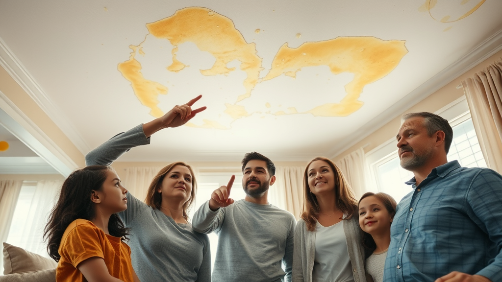 roof leak houston concerned family water stains interior ceiling