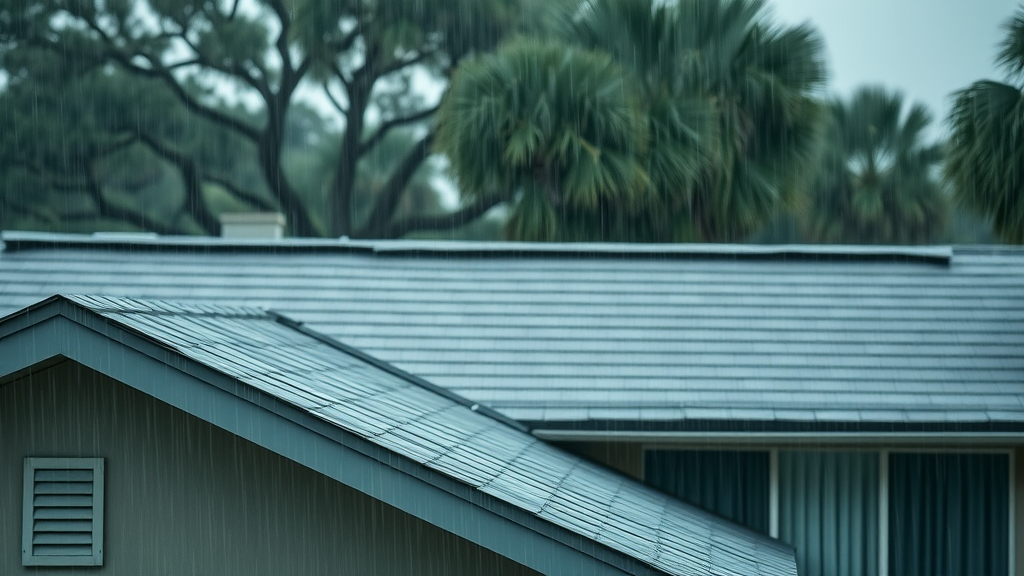 Dynamic residential roof in Houston enduring rainstorm—best roofing materials Houston for storm protection