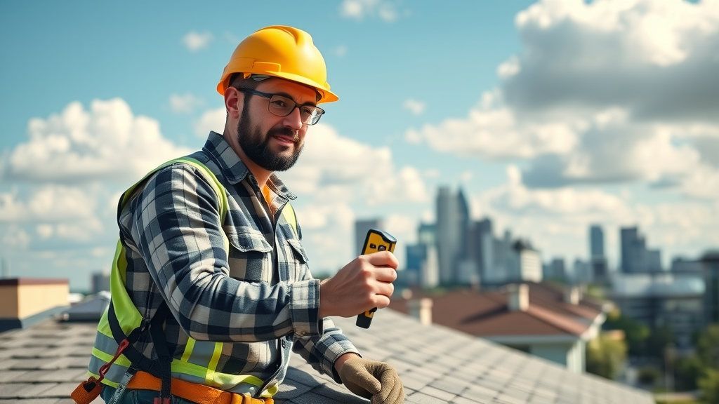 Houston roofing contractor inspecting residential roof—best roofing materials Houston and pro installation